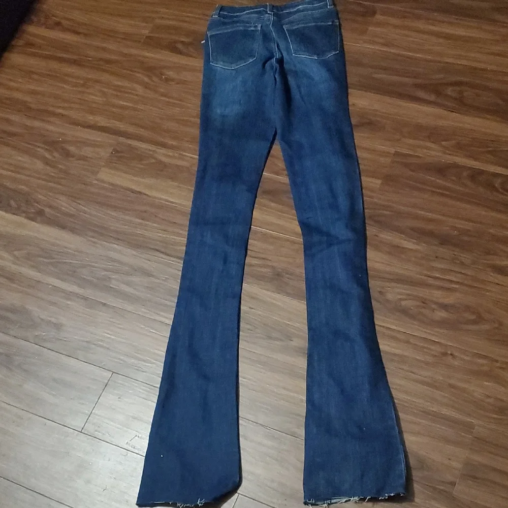 Rockstar Original Dark Blue Distressed Flare Jeans - Picture 6 of 9